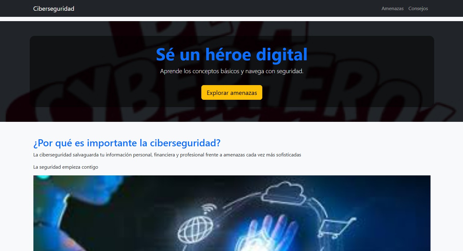 Vista previa del sitio de ciberseguridad